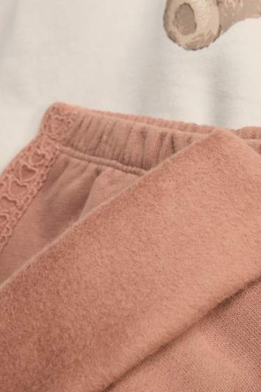 Baby: meisjes - Beertje - babyoutfit - 2-delig - crèmekleurig
