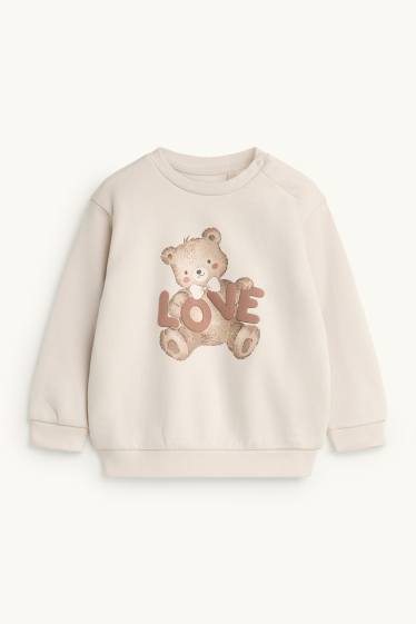 Baby: meisjes - Beertje - babyoutfit - 2-delig - crèmekleurig