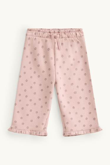 Baby Mädchen - Herzchen und Blümchen - Baby-Outfit - 2 teilig - weiß / rosa
