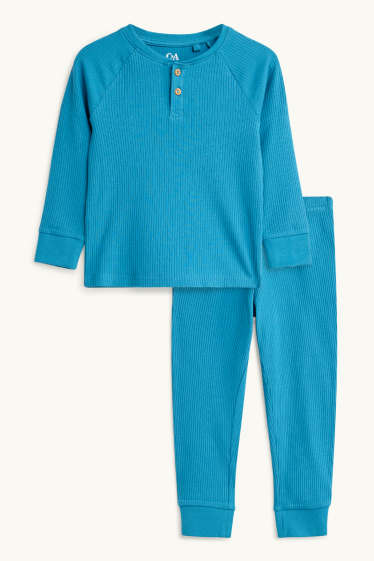 Kinderen: jongens - Pyjama - geribd - 2-delig - blauw