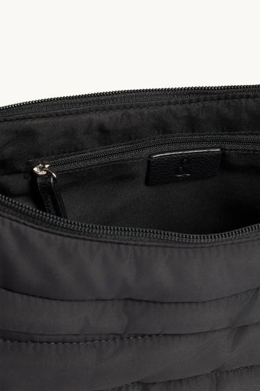 Dames - Schoudertas met stiksels - zwart