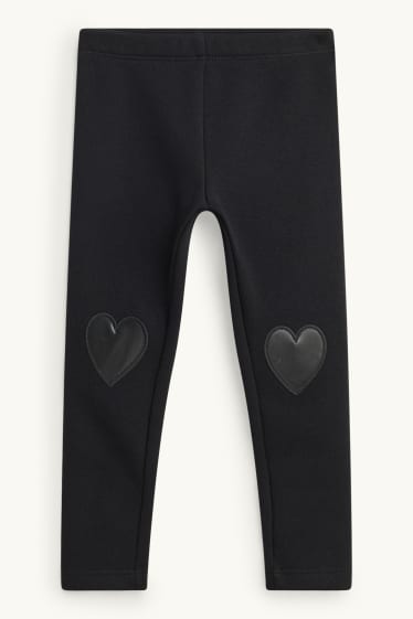 Kinder Mädchen - Herz - Thermoleggings - schwarz
