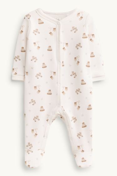 Unisex - Stagione invernale - pigiama per neonati - con fodera in pelo - marrone / bianco crema