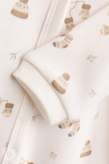 Unisex - Stagione invernale - pigiama per neonati - con fodera in pelo - marrone / bianco crema