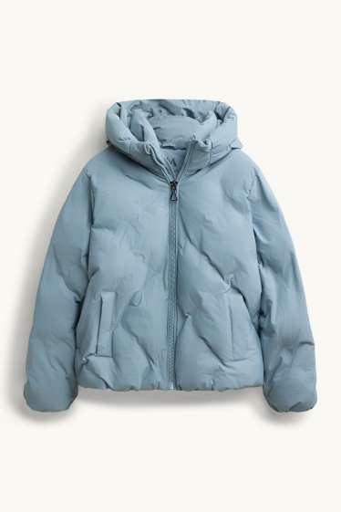 Kinder Mädchen - Steppjacke mit Kapuze - wasserabweisend - hellblau