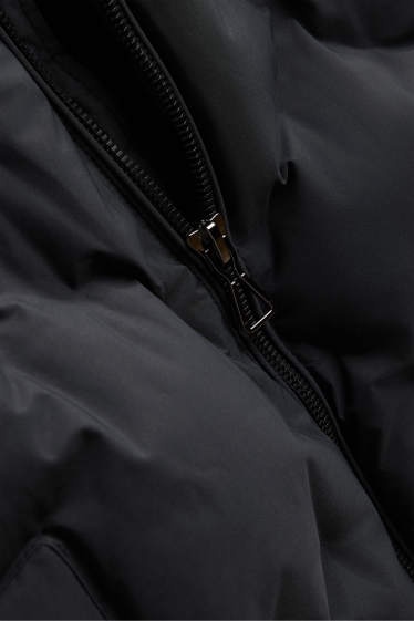 Kinder Mädchen - Steppjacke mit Kapuze - wasserabweisend - schwarz