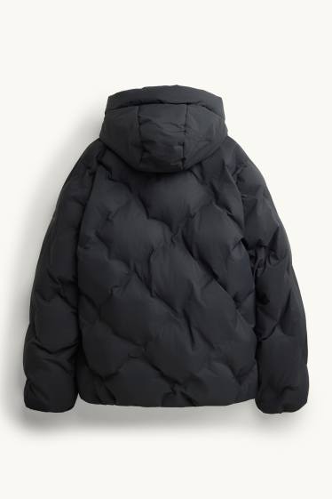 Kinder Mädchen - Steppjacke mit Kapuze - wasserabweisend - schwarz