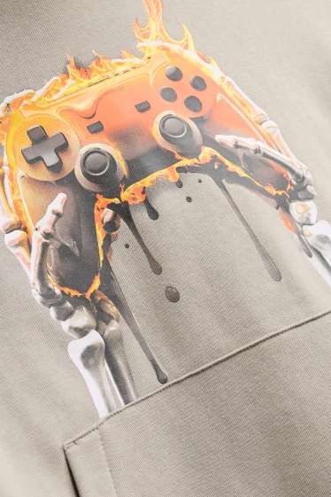 Enfants garçons - Manette de jeux vidéo - sweat à capuche - kaki