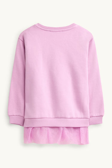 Enfants filles - Halloween - chat et fantôme - sweat - effet brillant - rose