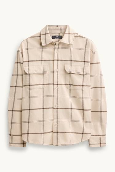 Herren - Hemd - Relaxed Fit - Kent - kariert - beige / braun