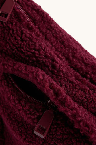 Femmes - Sac à bandoulière en peluche - rouge foncé