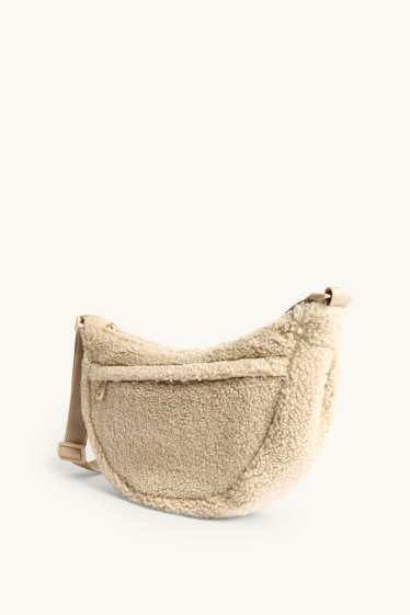 Femmes - Sac à bandoulière en peluche - beige