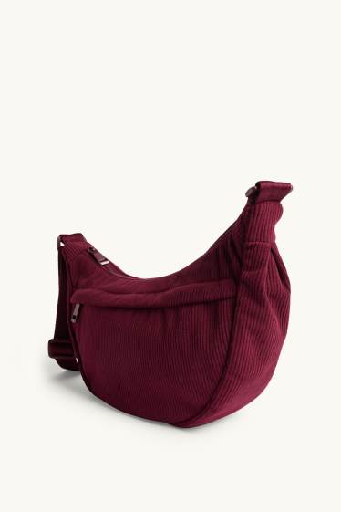 Femmes - Sac à bandoulière en velours côtelé - rouge foncé