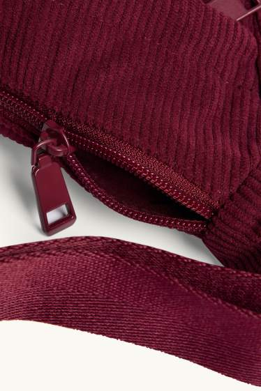 Femmes - Sac à bandoulière en velours côtelé - rouge foncé