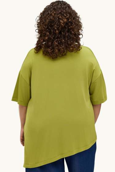 Femmes - T-shirt à encolure en V - relaxed fit - vert clair
