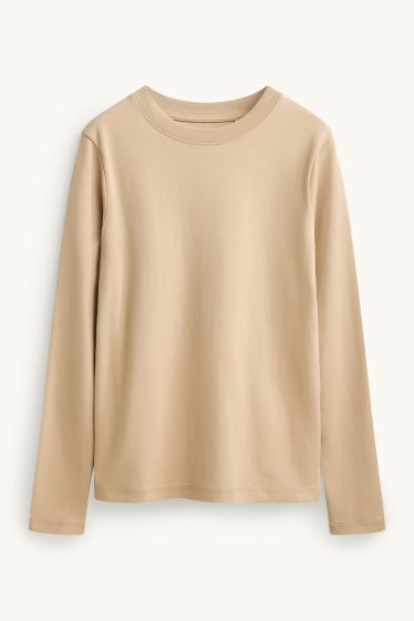 Femmes - Haut à manches longues - regular fit - beige