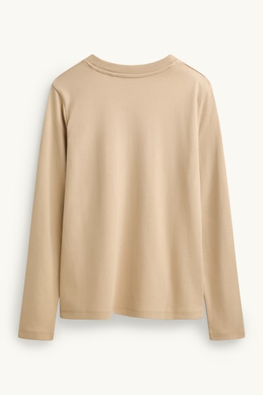 Femmes - Haut à manches longues - regular fit - beige