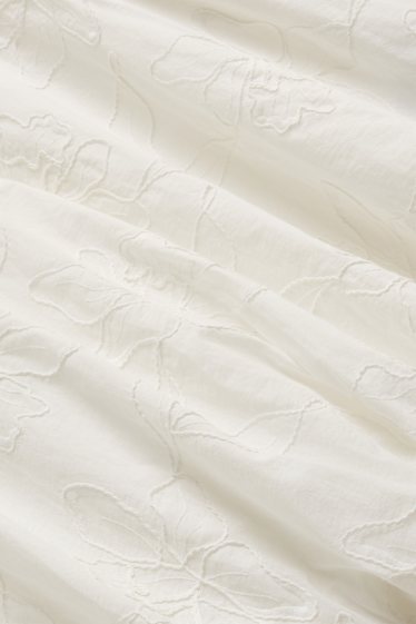 Women - V-neck dress - floral - white