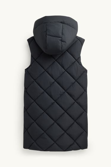 Children Girls - Quilted gilet with hood - water-repellent - black