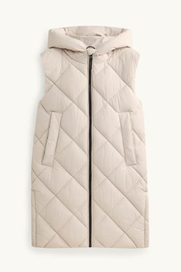Children Girls - Quilted gilet with hood - water-repellent - cremewhite