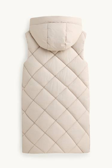 Children Girls - Quilted gilet with hood - water-repellent - cremewhite