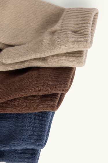 Neonati - Confezione da 3 - muffole per neonati - beige / blu