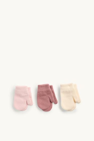 Neonati - Confezione da 3 - muffole per neonati - rosa / beige