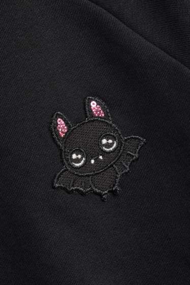 Bambine - Halloween - pipistrello - felpa con maniche a pipistrello - nero