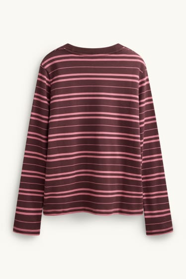 Damen - Langarmshirt - Regular Fit - gestreift - braun