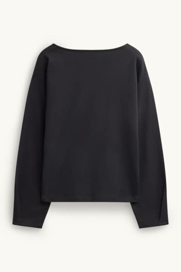 Dámské - Tričko s dlouhým rukávem - regular fit - černá