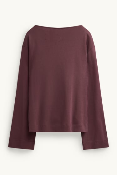 Dámské - Tričko s dlouhým rukávem - relaxed fit - bordeaux