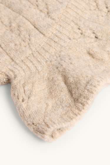 Baby Mädchen - Baby-Pointelle-Balaclava - beige-melange