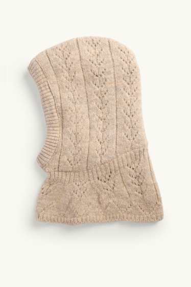 Baby Mädchen - Baby-Pointelle-Balaclava - beige-melange