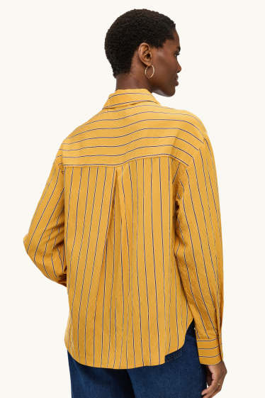 Damen - Hemdbluse - gestreift - senfgelb