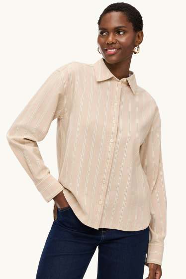 Dona - Brusa camisera - de ratlles - beix clar