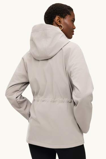 Damen - Softshelljacke mit Kapuze - wasserabweisend - 4-Way-Stretch - beige