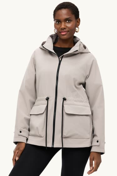 Damen - Softshelljacke mit Kapuze - wasserabweisend - 4-Way-Stretch - beige