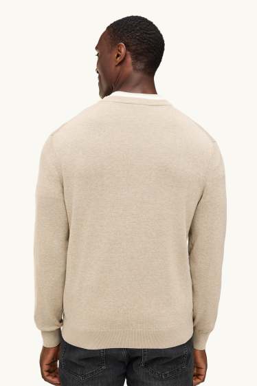 Men - V-neck jumper - sand-coloured