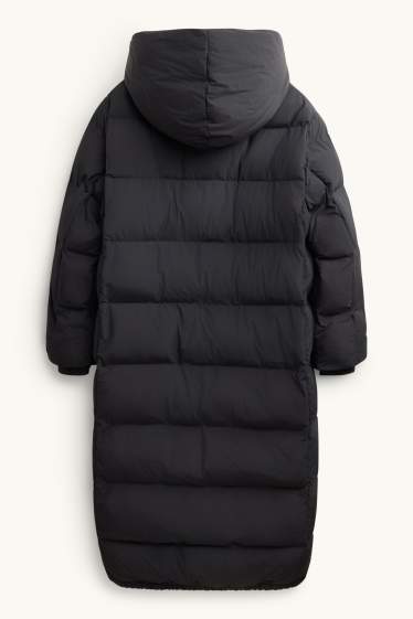Donna - Cappotto trapuntato con cappuccio - foderato - idrorepellente - nero