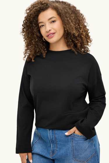 Femei - Tricou cu mânecă lungă - relaxed fit - negru