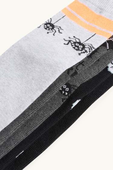Children Boys - Multipack of 5 - Halloween - bat, spider - socks - gray / black