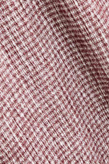 Donna - Pantaloni - vita media - gamba ampia - a quadretti - bordeaux / bianco