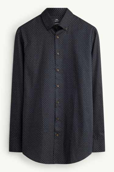 Pánské - Business košile - regular fit - button-down - tmavomodrá
