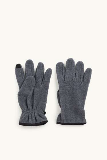 Heren - Fleece touchscreenhandschoenen - grijs