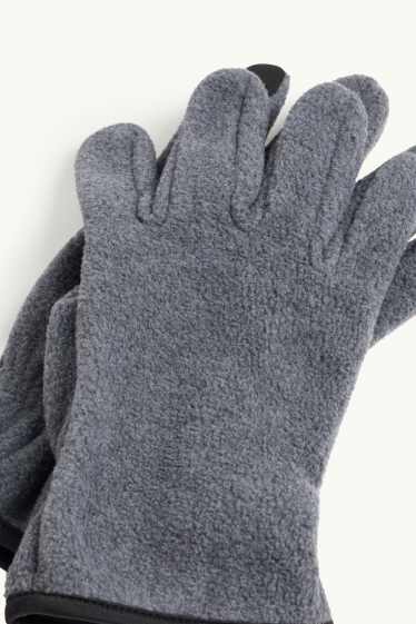 Heren - Fleece touchscreenhandschoenen - grijs