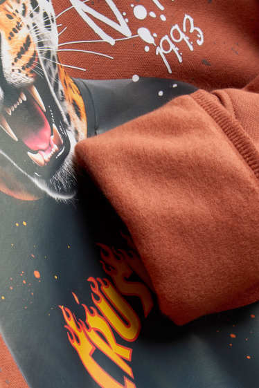 Kinderen: jongens - Luipaard - hoodie - roestbruin