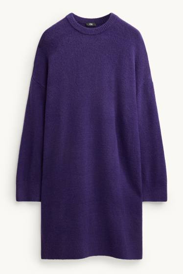 Women - Knitted dress - straight fit - blue