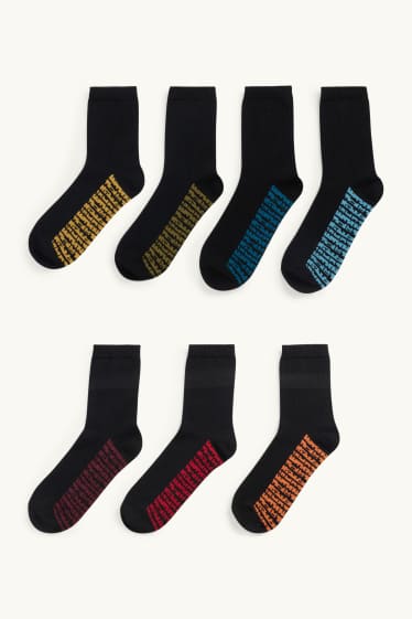 Enfants garçons - Lot de 7 paires - chaussettes - à motif - noir