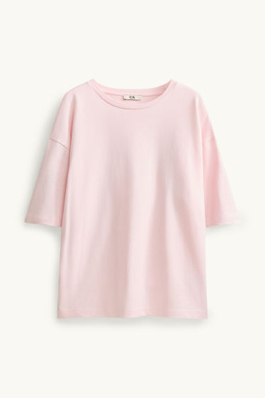 Damen - T-Shirt - Oversized - zartrosa