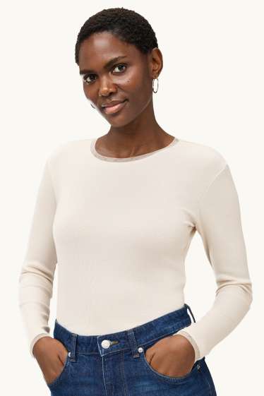 Dames - Longsleeve - crème wit